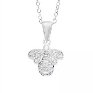 Cubic Zirconia Bee Necklace in Fine Silver Plate